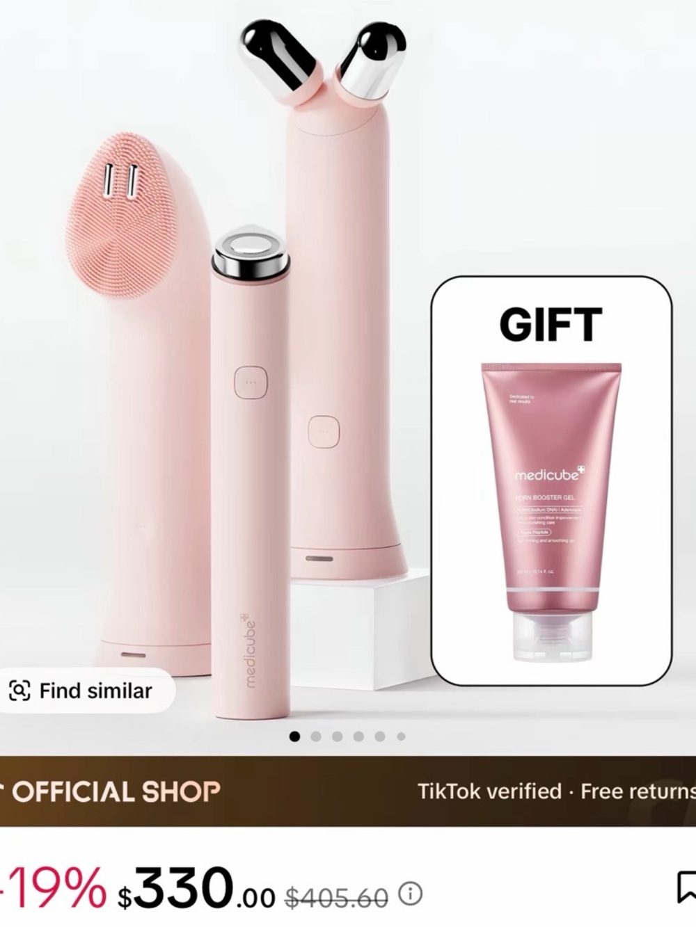 Medicube Pink 3-Piece Women's Facial Tool Set with Booster Gel (Pink)